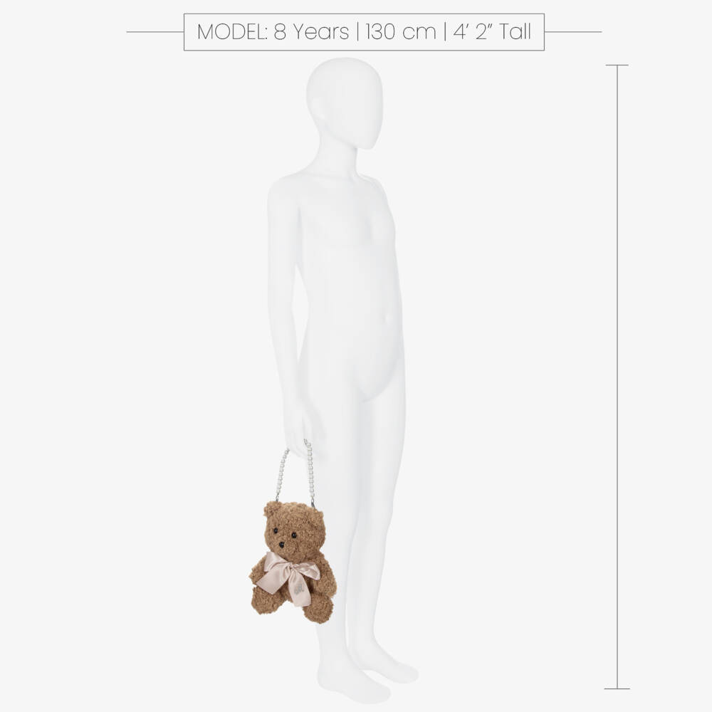 Monnalisa-Girls Brown Teddy Bear Handbag (22cm) | Childrensalon