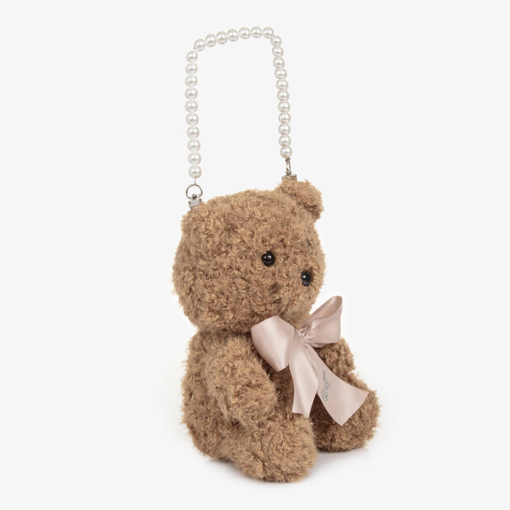 Monnalisa-Girls Brown Teddy Bear Handbag (22cm) | Childrensalon