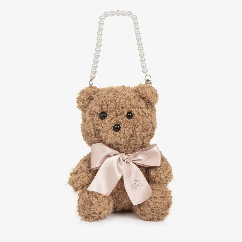 Monnalisa-Girls Brown Teddy Bear Handbag (22cm) | Childrensalon