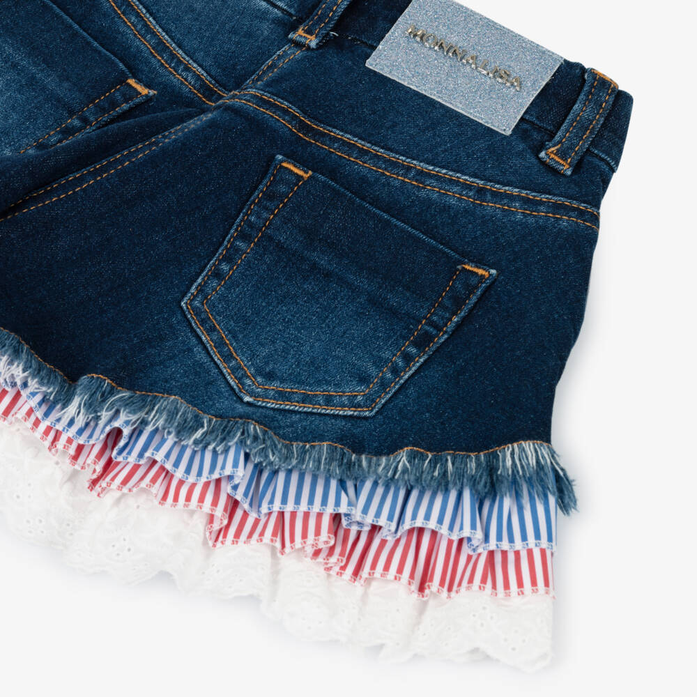 Monnalisa-Girls Dark Blue Denim Candy Shorts | Childrensalon