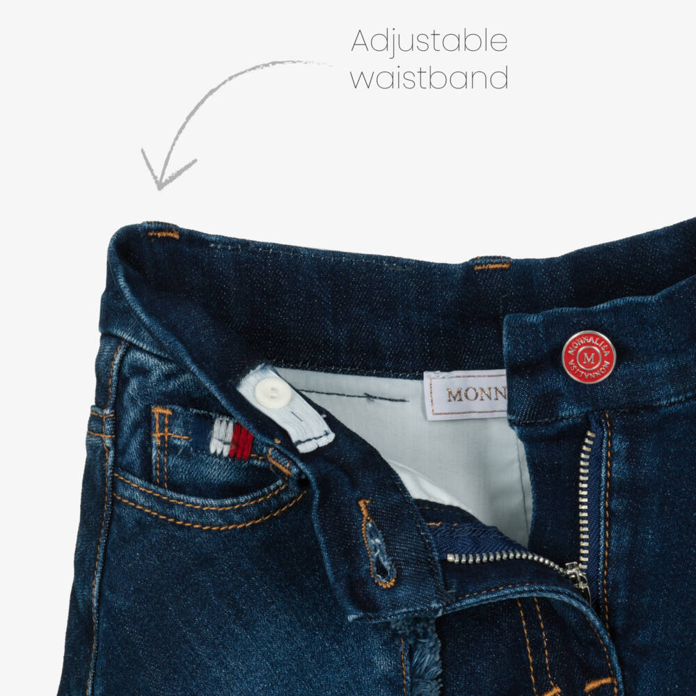 Monnalisa-Girls Dark Blue Denim Candy Shorts | Childrensalon