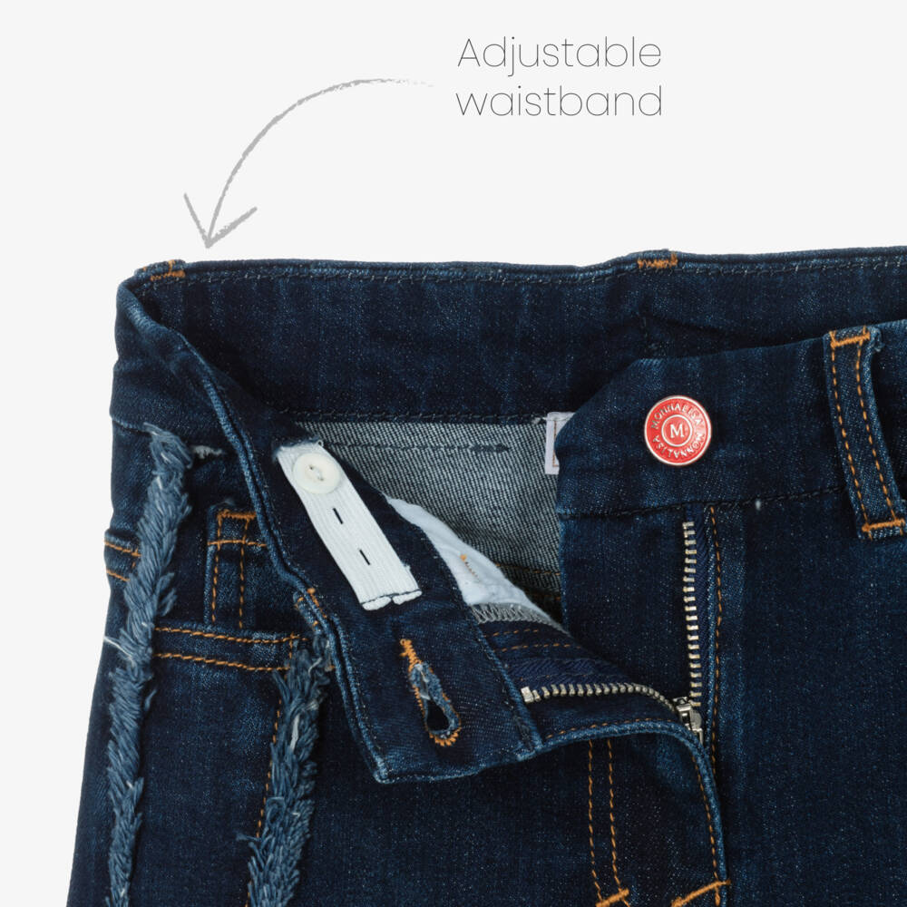 Monnalisa-Girls Dark Blue Denim Hello Kitty Jeans | Childrensalon