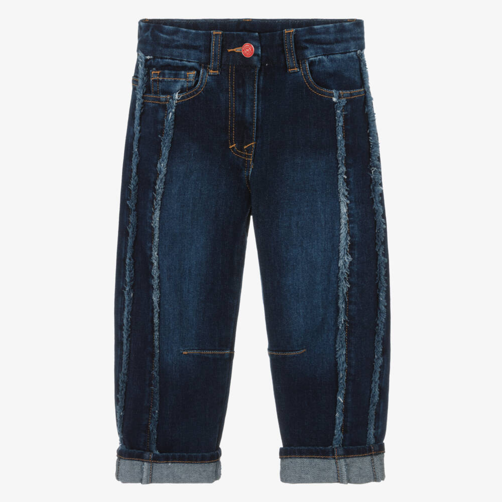 Monnalisa-Girls Dark Blue Denim Hello Kitty Jeans | Childrensalon