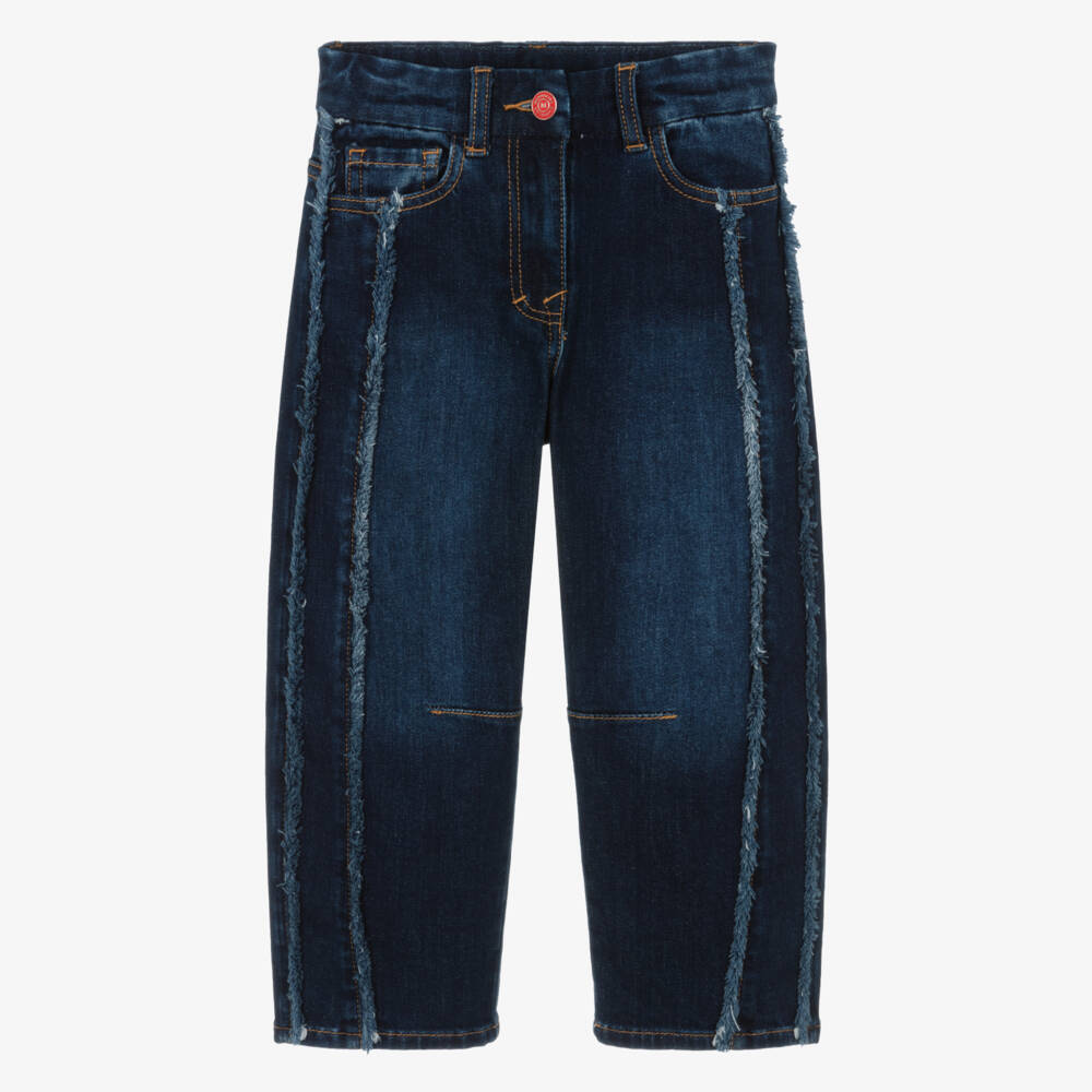 Monnalisa-Girls Dark Blue Denim Hello Kitty Jeans | Childrensalon