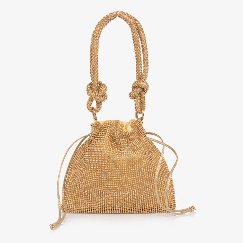 Monnalisa-Girls Gold Crystal Handbag (23cm) | Childrensalon