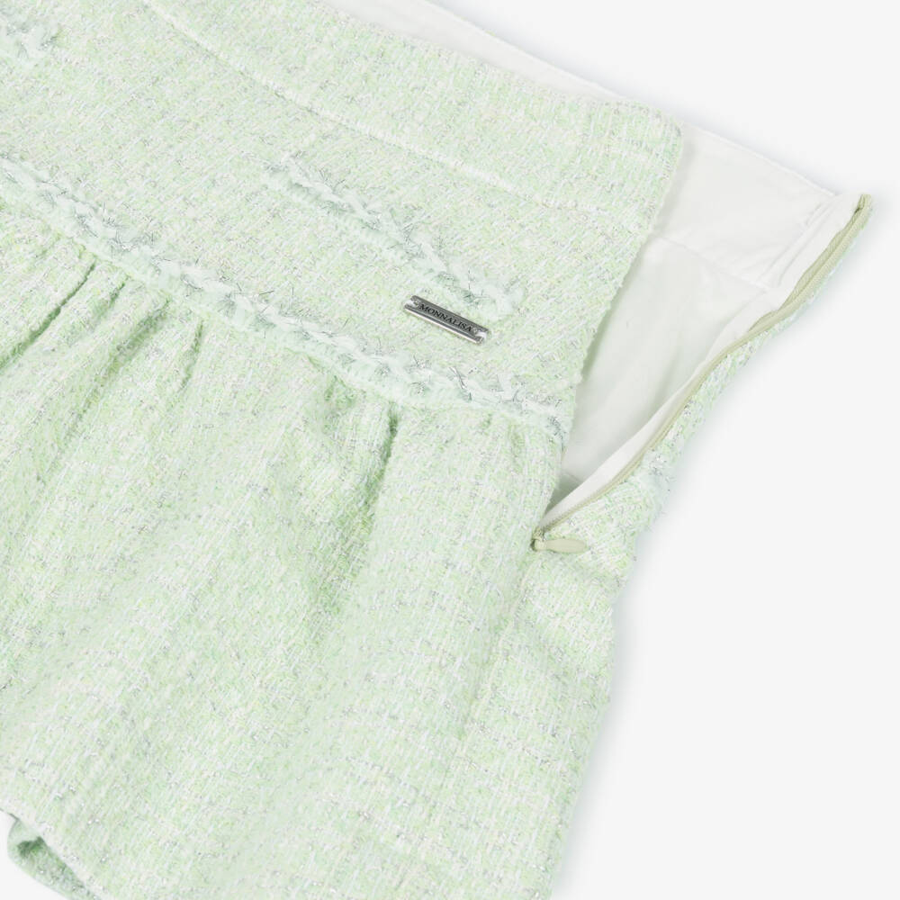 Monnalisa Chic-Girls Green & Silver Tweed Skirt | Childrensalon