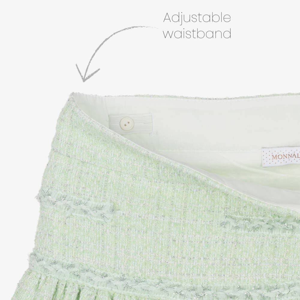 Monnalisa Chic-Girls Green & Silver Tweed Skirt | Childrensalon