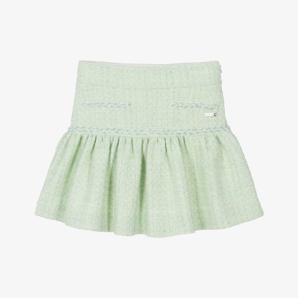 Monnalisa Chic-Girls Green & Silver Tweed Skirt | Childrensalon
