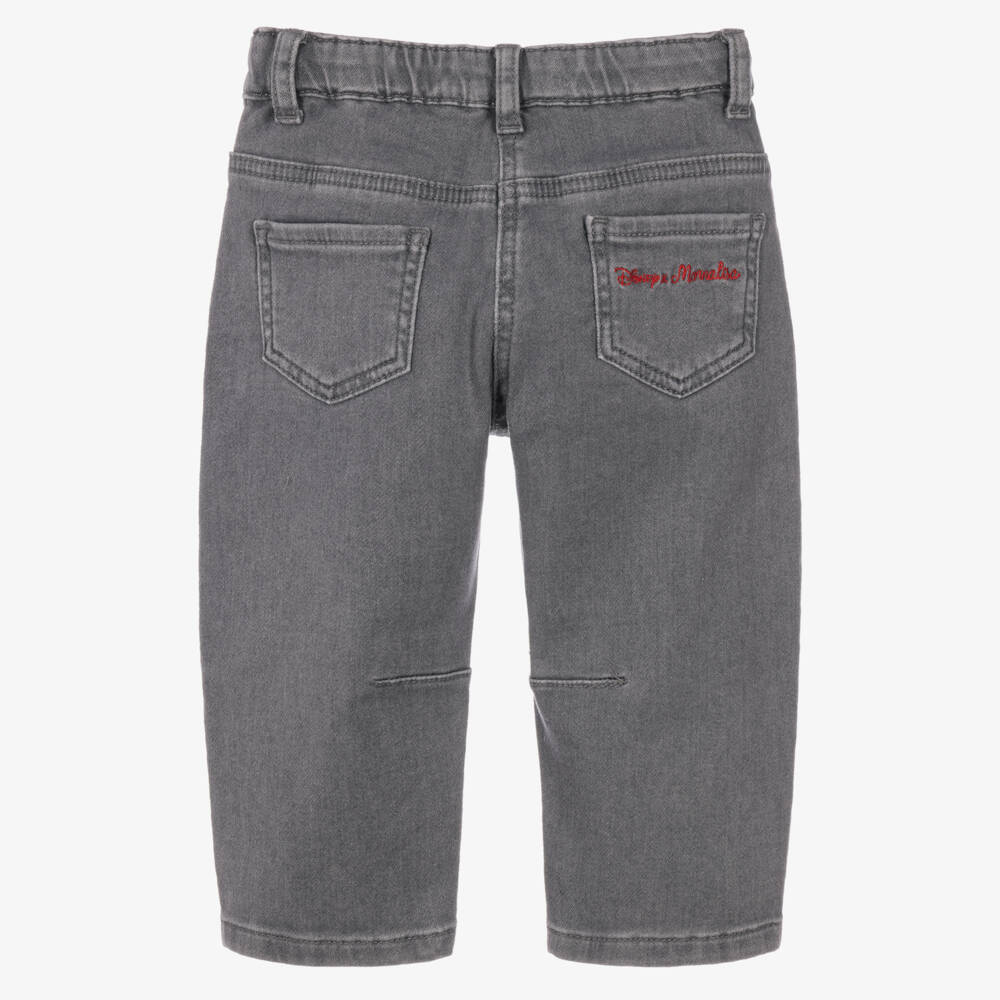 Monnalisa-Girls Grey Denim Disney Jeans with Dalmatian Puppy | Childrensalon
