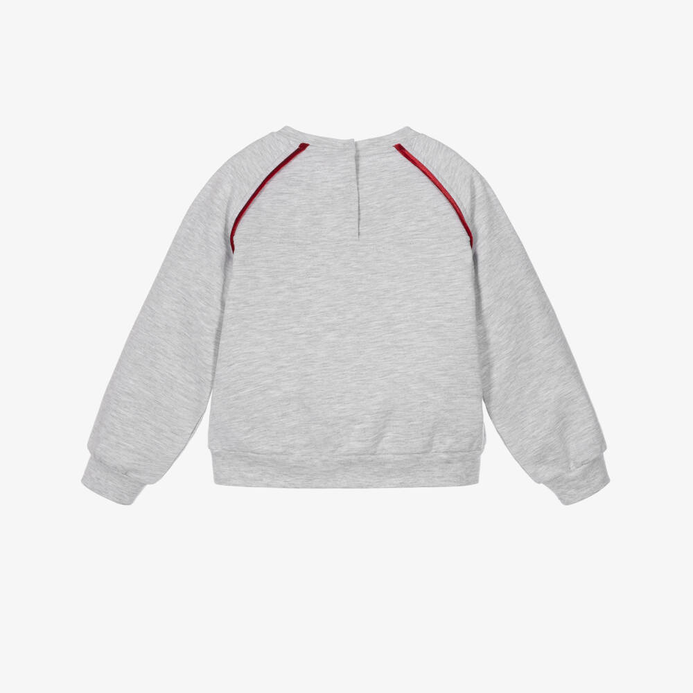 Monnalisa-Girls Grey Marl Dalmation Pup Sweatshirt | Childrensalon