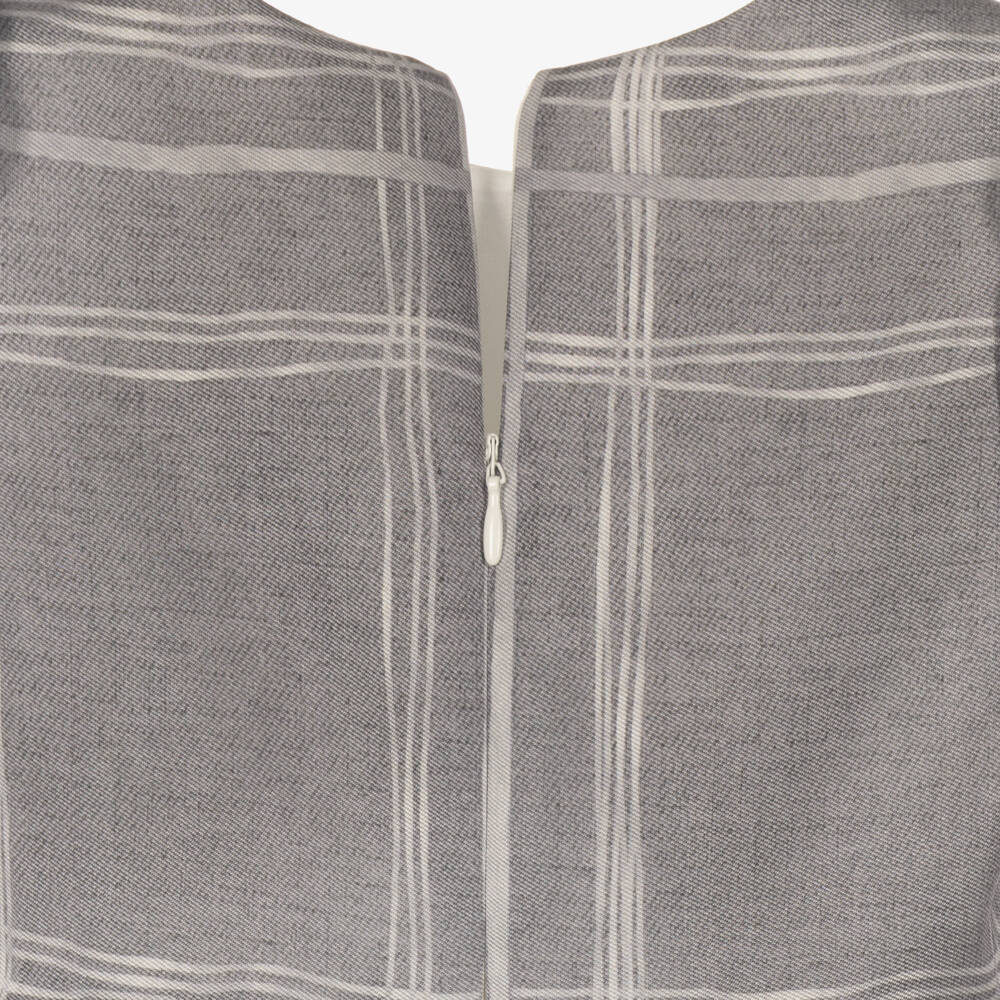 Monnalisa-Girls Grey Satin Twill Floral Dress | Childrensalon