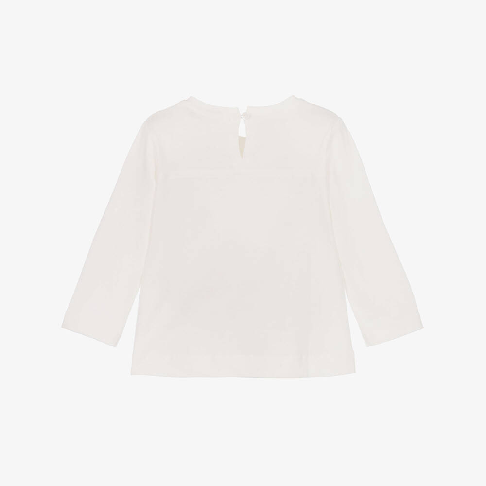 Monnalisa-Girls Ivory Cotton Top with Leopard Graphic | Childrensalon