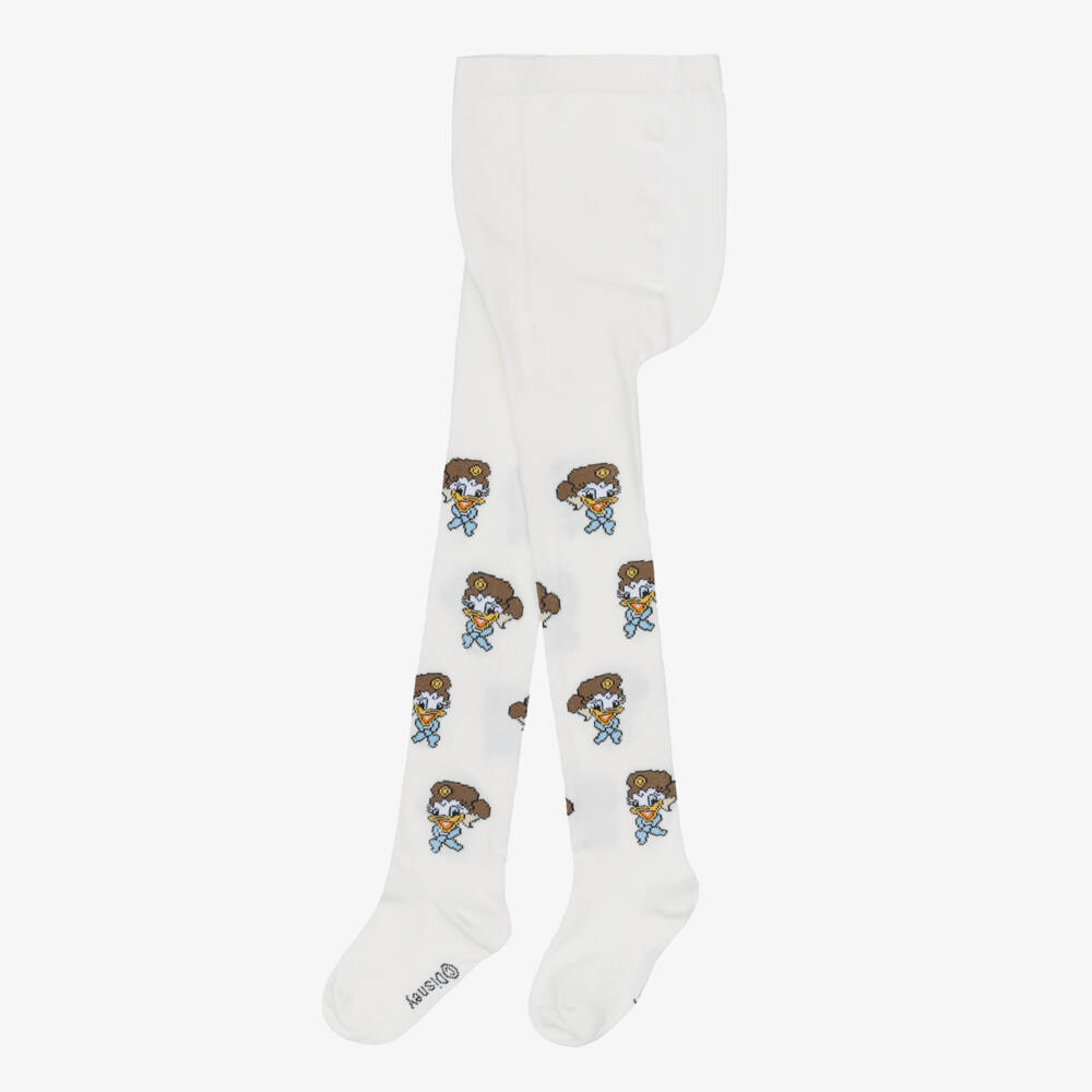 Monnalisa-Girls Ivory Disney Tights with Daisy Duck Motifs | Childrensalon