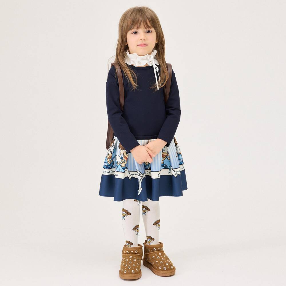 Monnalisa-Girls Ivory Disney Tights with Daisy Duck Motifs | Childrensalon