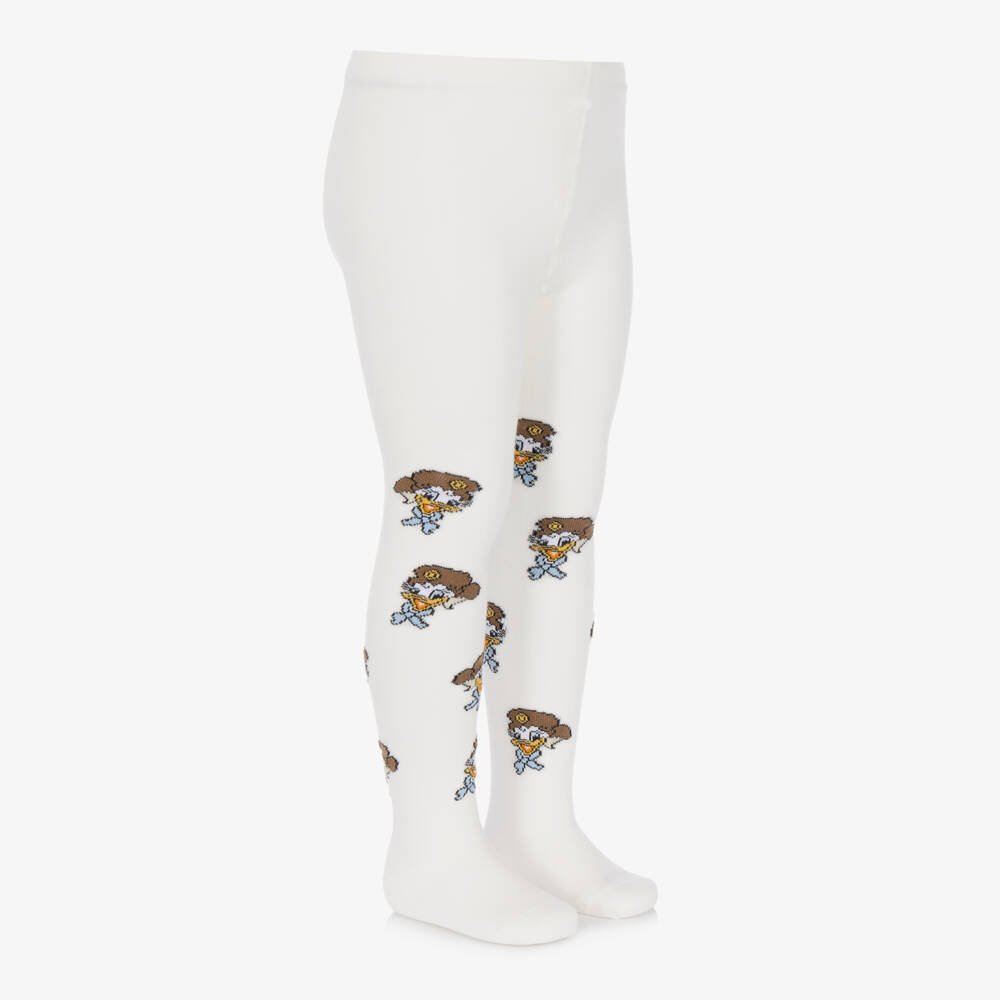 Monnalisa-Girls Ivory Disney Tights with Daisy Duck Motifs | Childrensalon