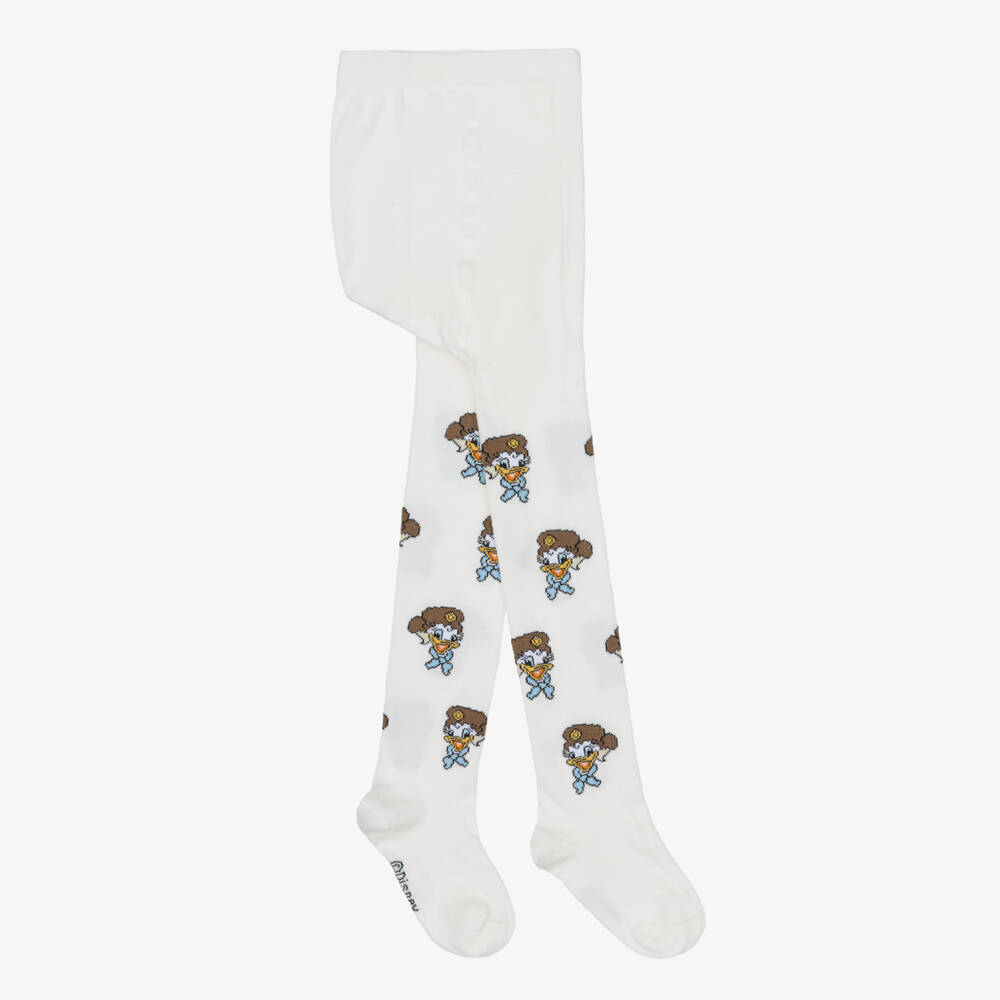 Monnalisa-Girls Ivory Disney Tights with Daisy Duck Motifs | Childrensalon