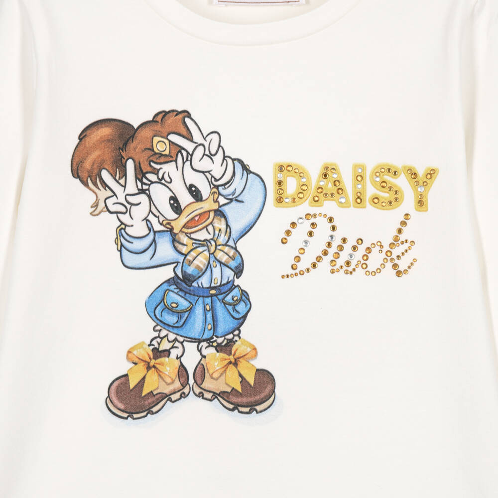 Monnalisa-Girls Ivory Disney Top with Daisy Duck | Childrensalon
