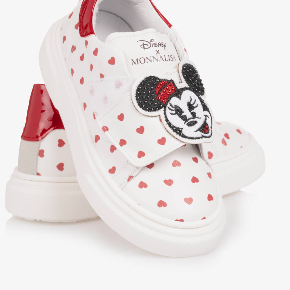 Monnalisa-Girls Ivory Faux Leather Minnie Mouse Trainers | Childrensalon