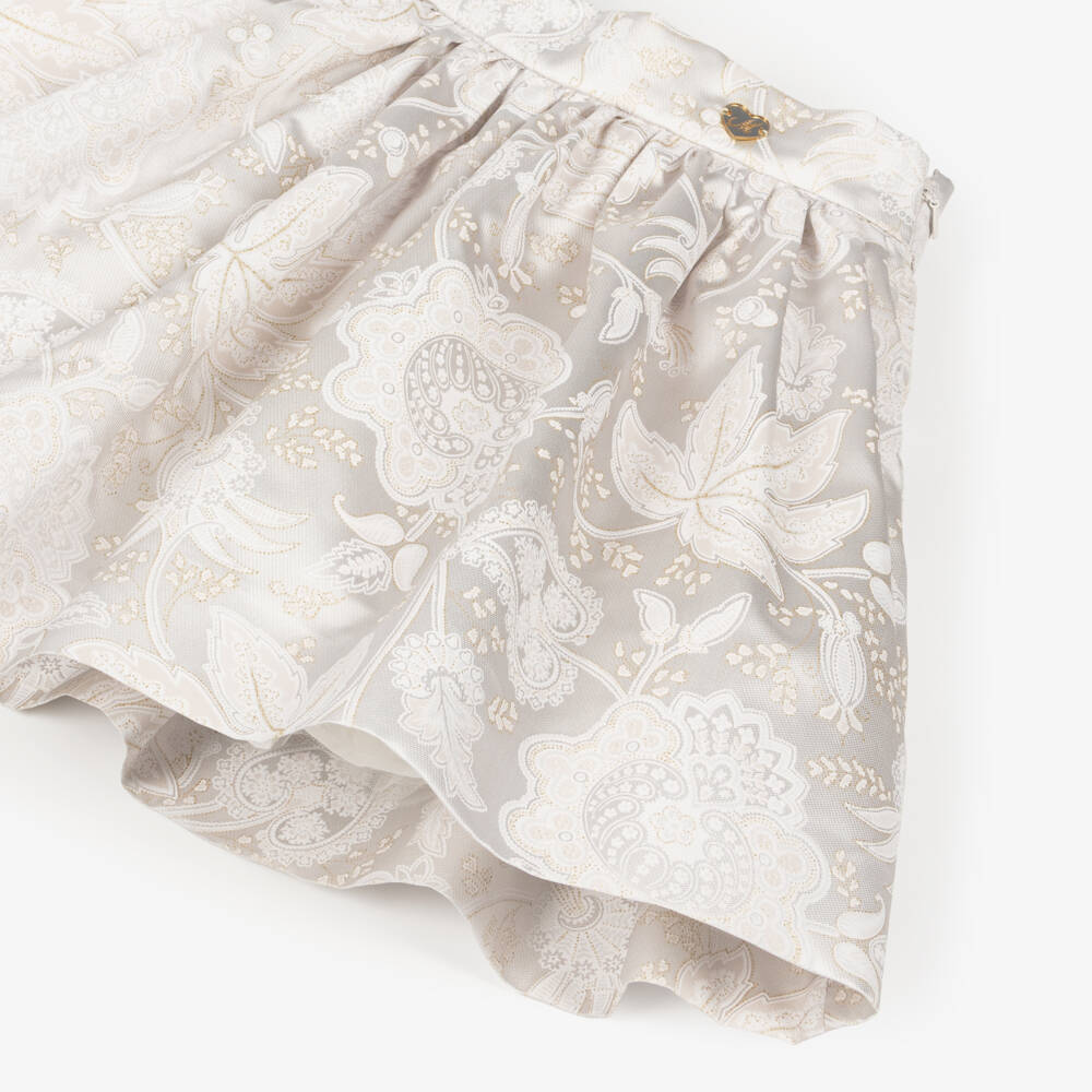 Monnalisa-Girls Ivory Jacquard Satin Skirt Set | Childrensalon