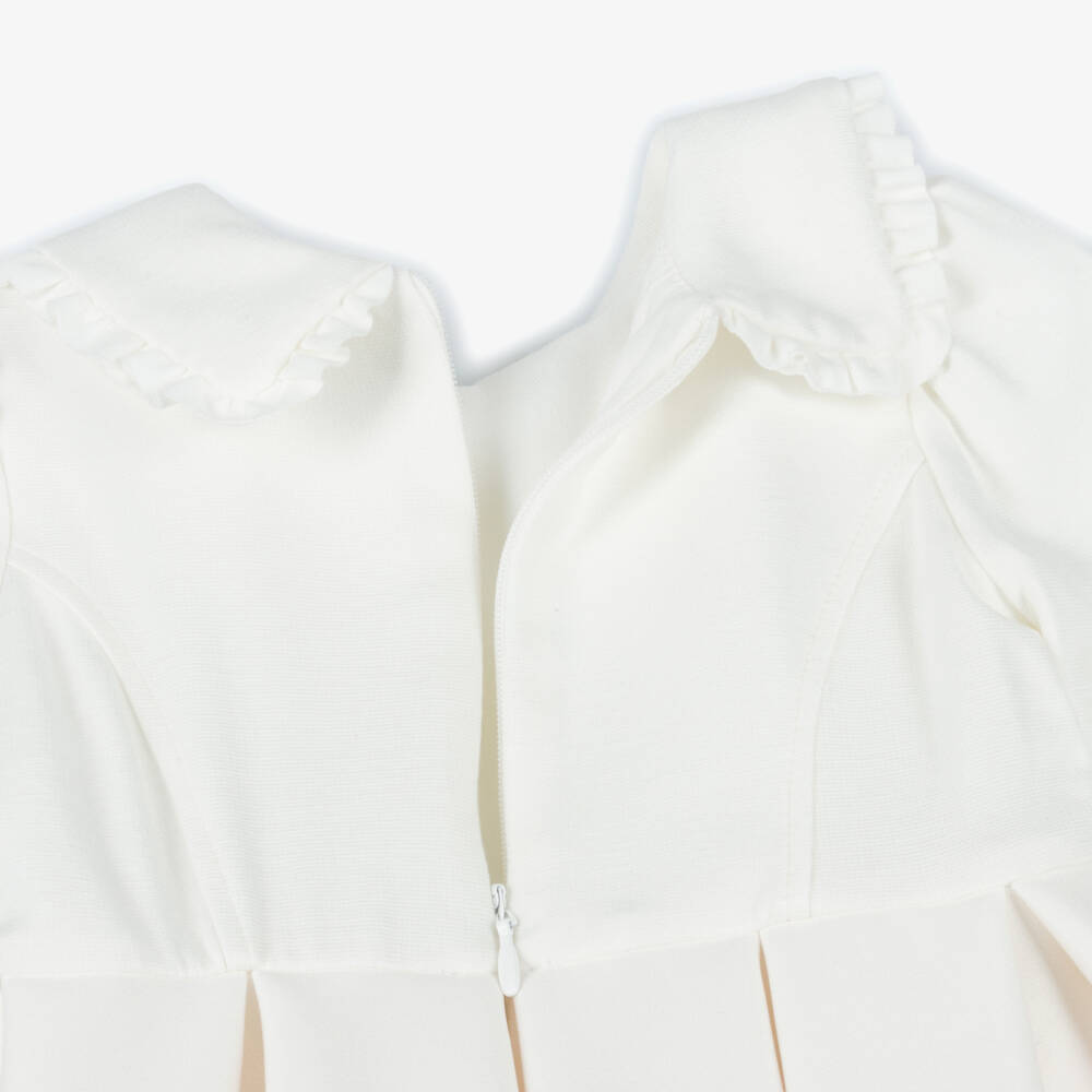 Monnalisa-Girls Ivory & Pink Ombré Milano Jersey Bow Print Dress | Childrensalon