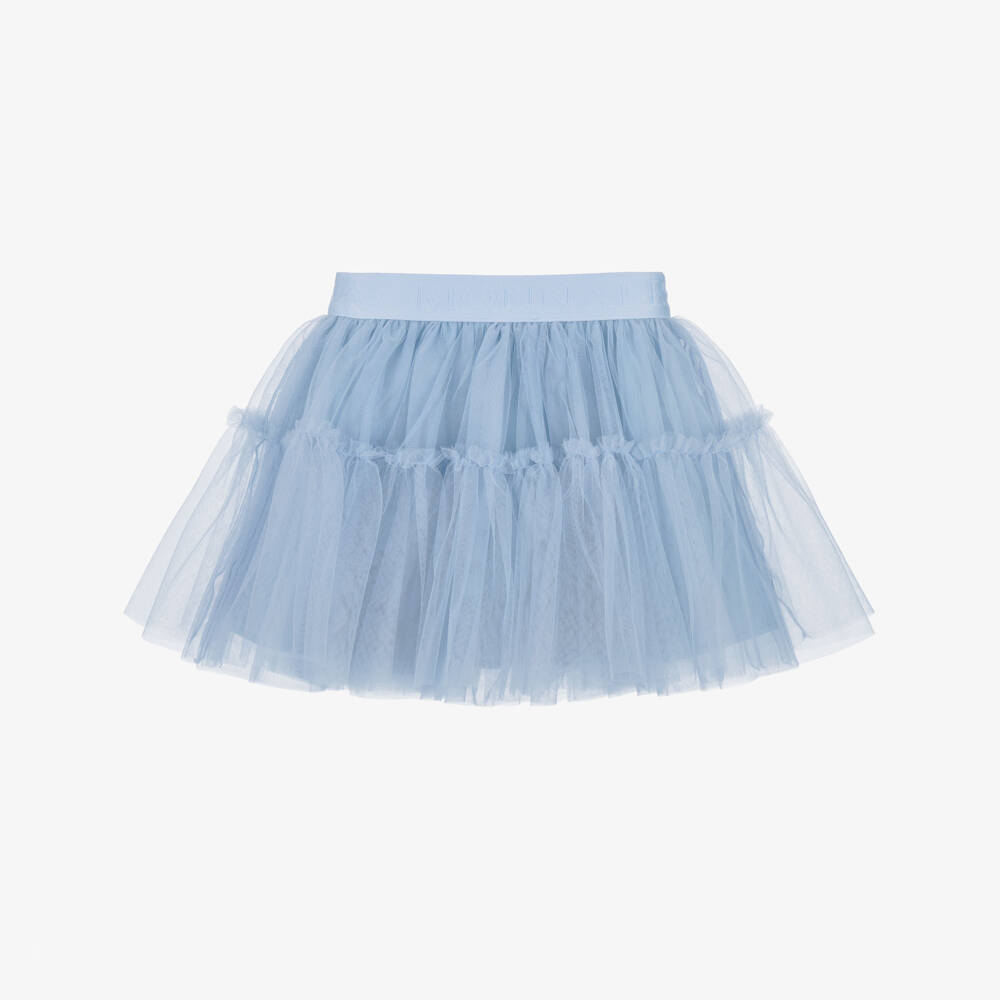 Monnalisa-Girls Muted Blue Tulle Skirt with Cotton Lining | Childrensalon