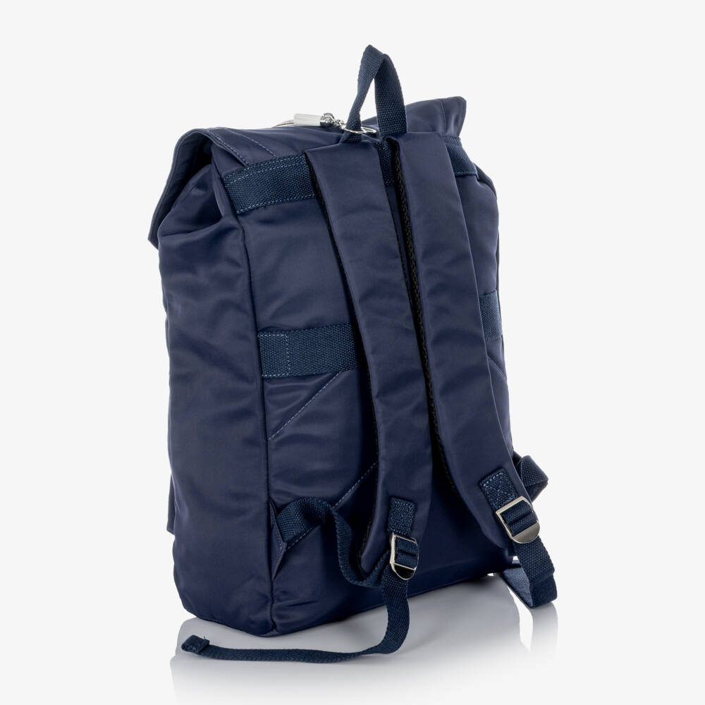 Monnalisa-Girls Navy Blue Backpack with Silver Hearts (42cm) | Childrensalon