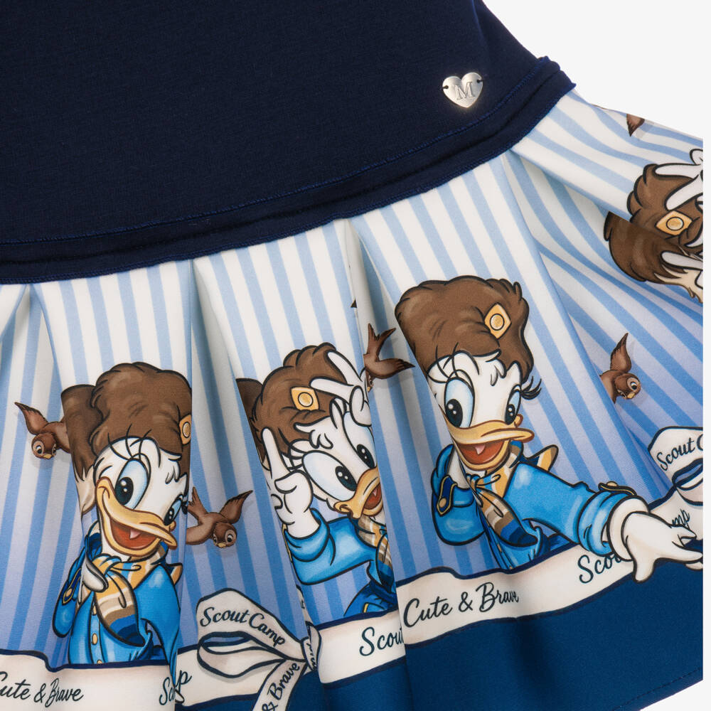 Monnalisa-Girls Navy Blue Disney Dress with Daisy Duck | Childrensalon