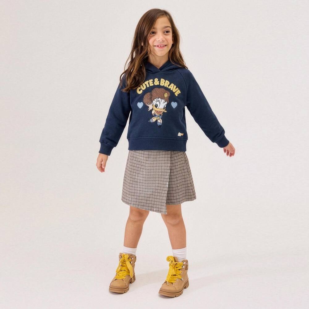 Monnalisa-Girls Navy Blue Disney Hoodie with Daisy Duck | Childrensalon