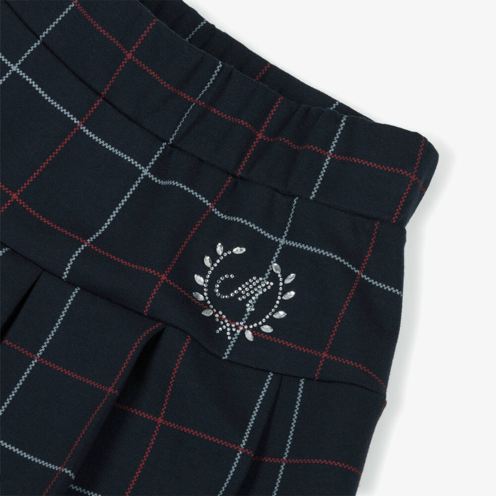 Monnalisa-Юбка плиссе синяя из миланского трикотажа для девочек | Childrensalon