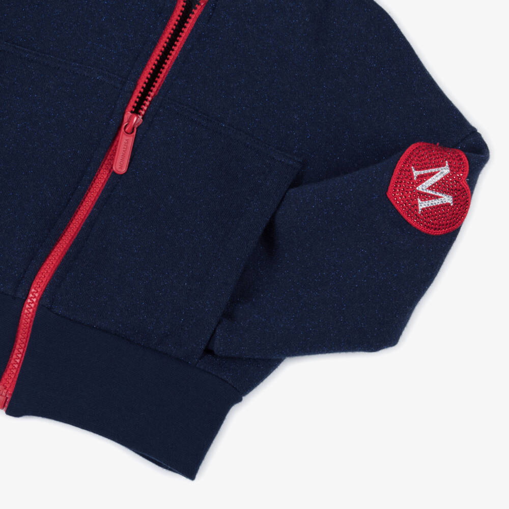 Monnalisa-توب بسحاب قطن لون أحمر وكحلي للبنات | Childrensalon