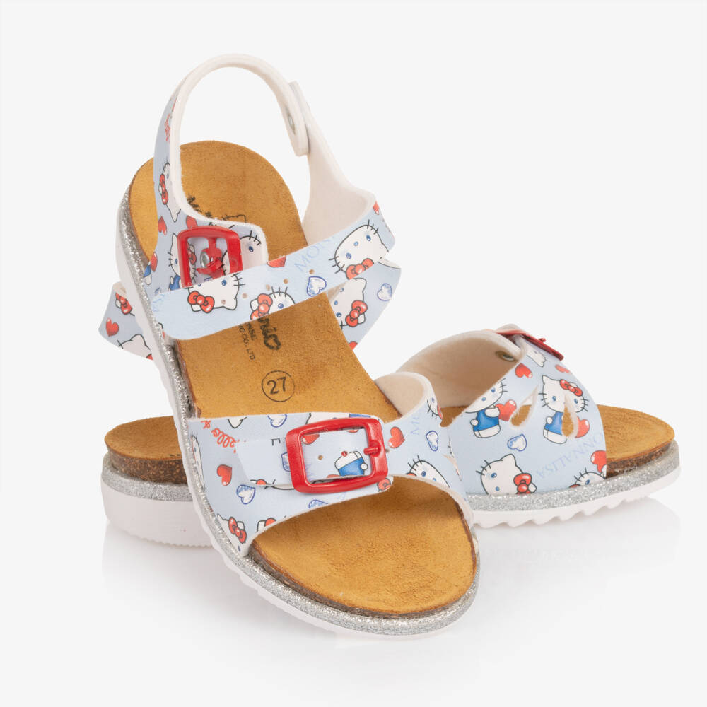 Monnalisa-Girls Pale Blue Hello Kitty Sandals | Childrensalon
