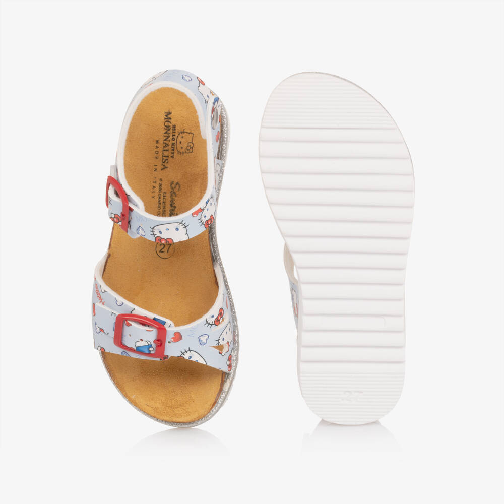 Monnalisa-Girls Pale Blue Hello Kitty Sandals | Childrensalon