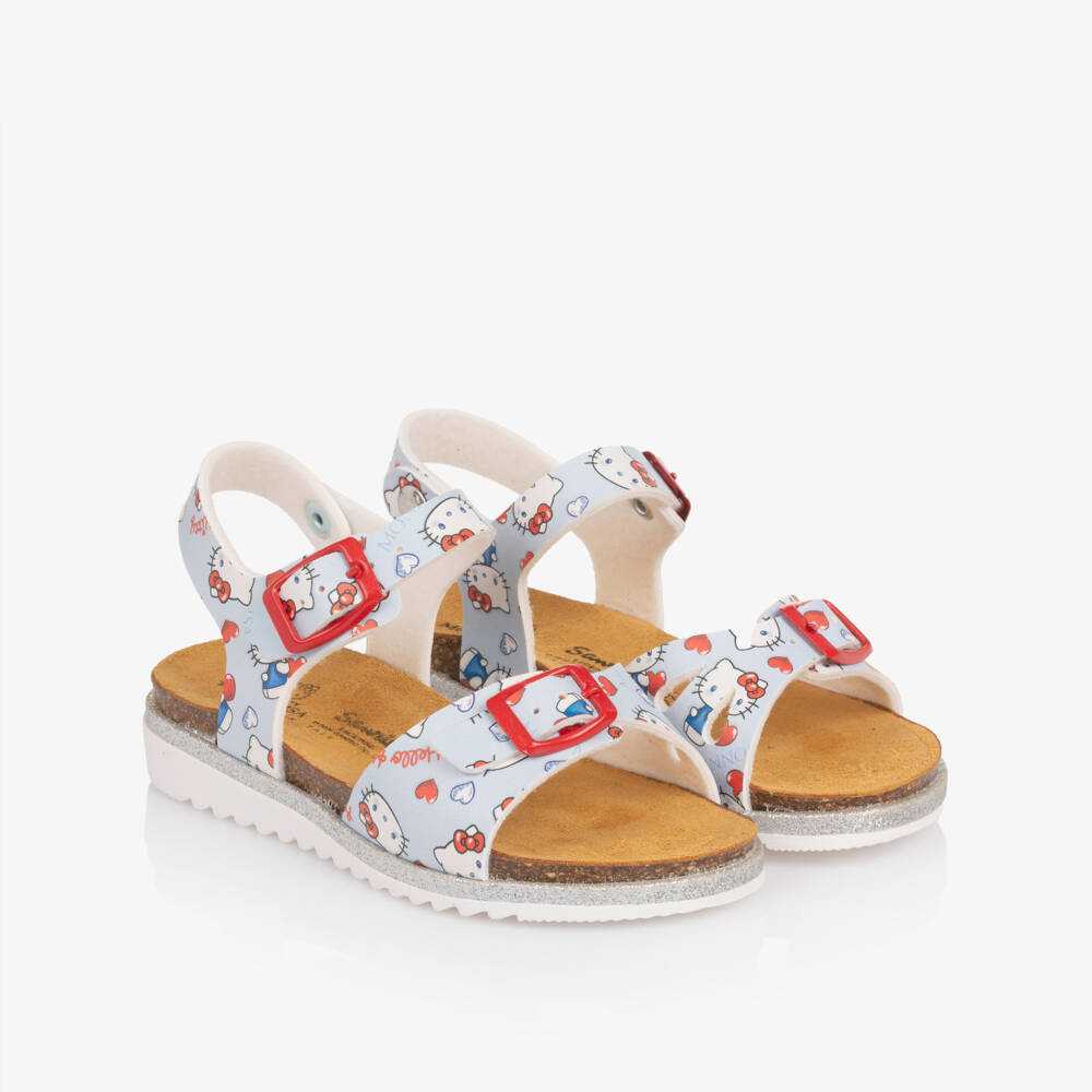 Monnalisa-Girls Pale Blue Hello Kitty Sandals | Childrensalon