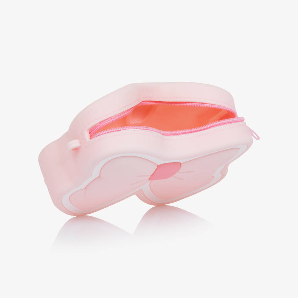 Monnalisa-Girls Pale Pink Bow Shaped Bag with Pearl Handle (14cm) | Childrensalon