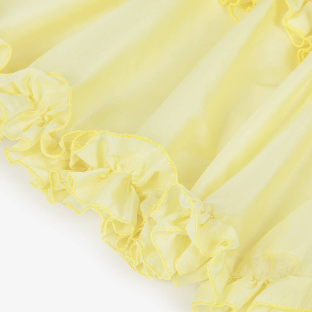 Monnalisa-Girls Pale Yellow Ruffle Dress | Childrensalon