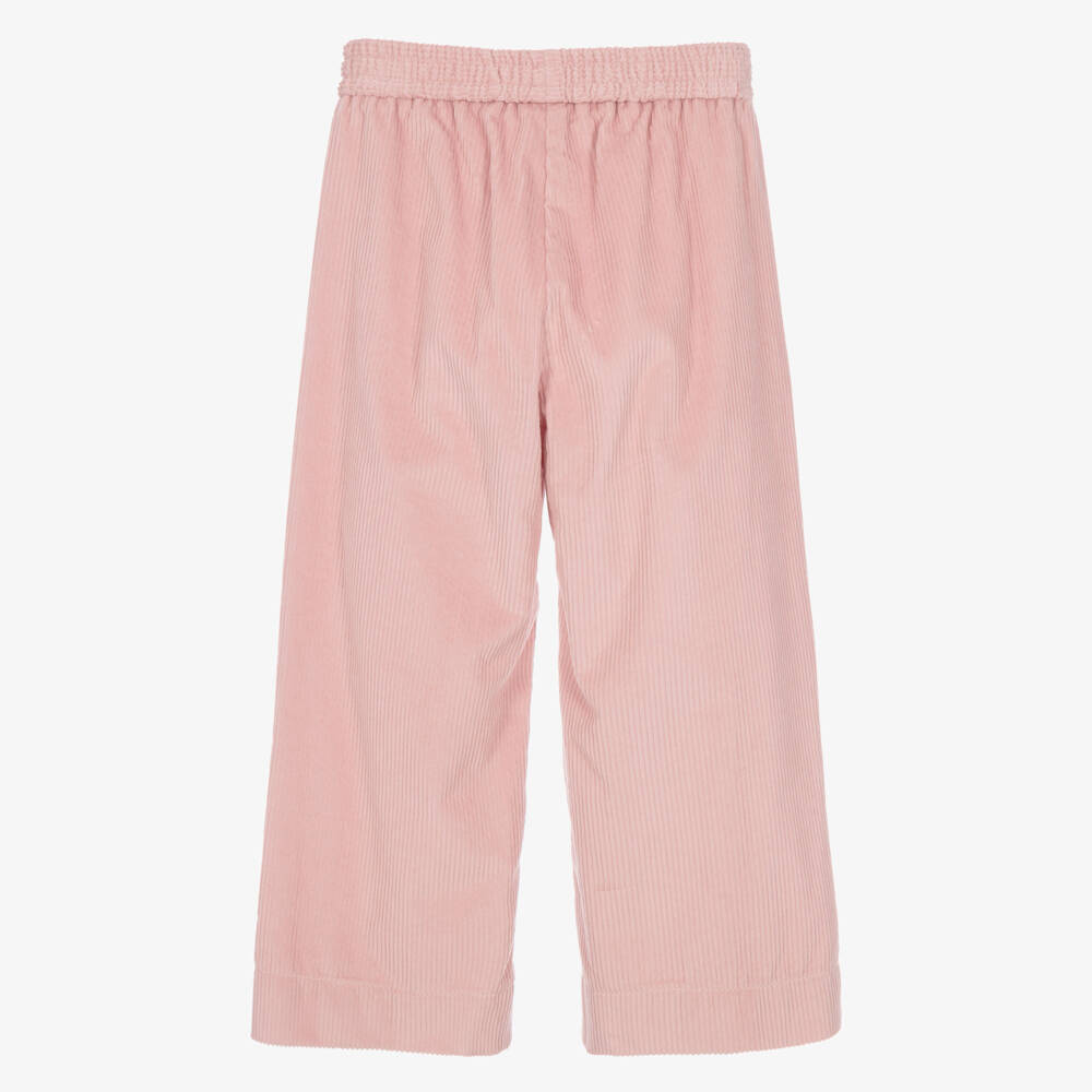 Monnalisa-Girls Pink Corduroy Trousers with Pleated Fronts | Childrensalon