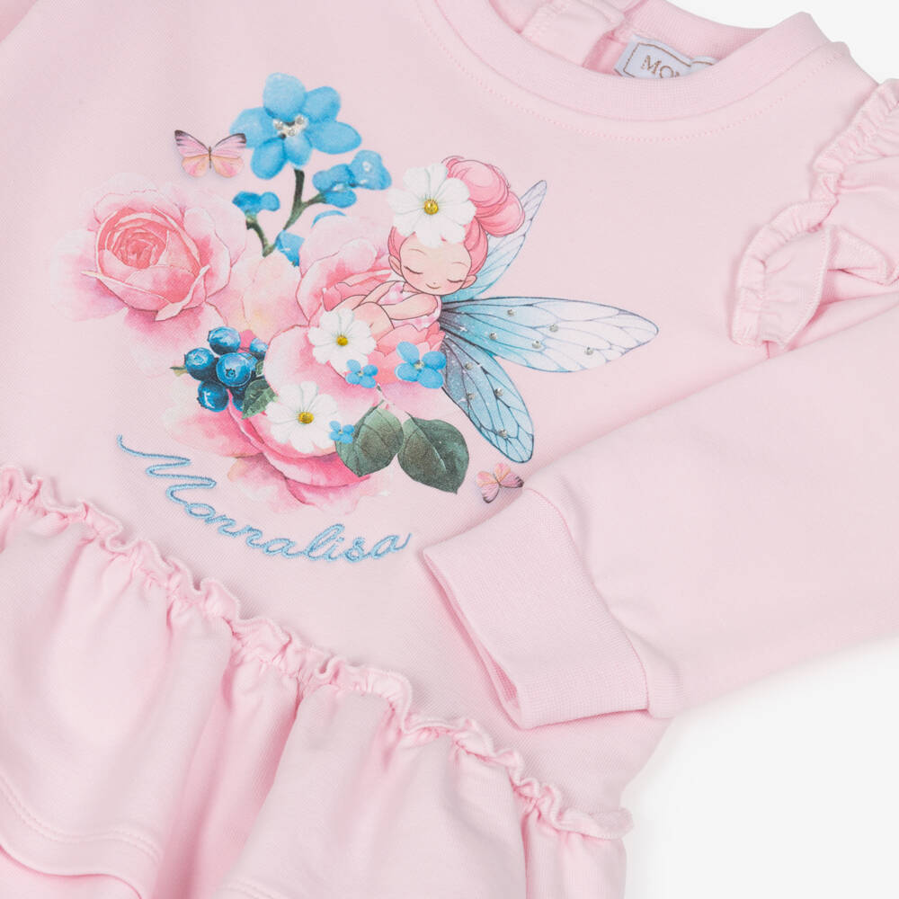 Monnalisa-Платье розовое хлопковое с феей для девочек | Childrensalon