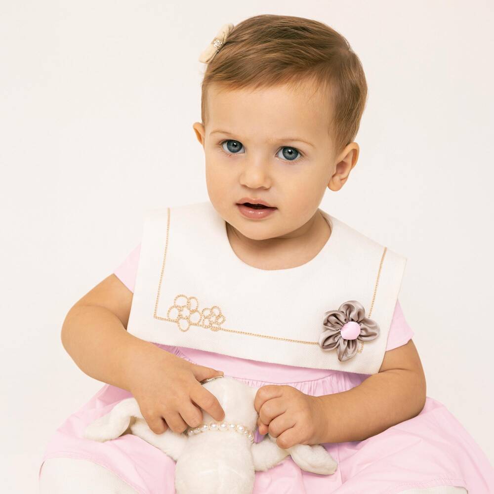 Monnalisa-Girls Pink Cotton Sailor Collar Dress | Childrensalon