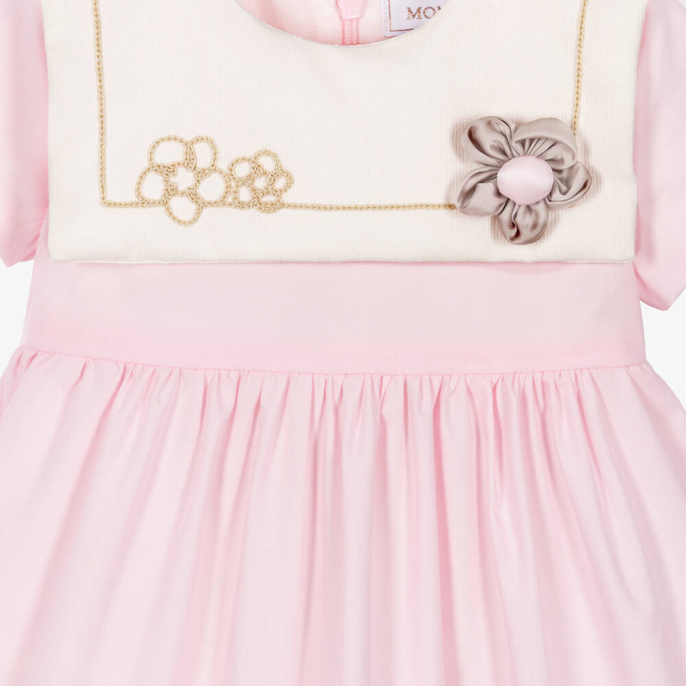 Monnalisa-Girls Pink Cotton Sailor Collar Dress | Childrensalon
