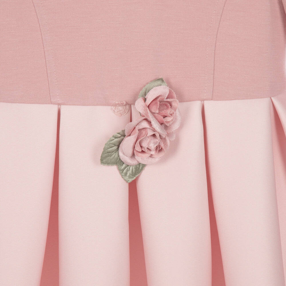 Monnalisa-Girls Pink Dress with Leopard Print Hem | Childrensalon