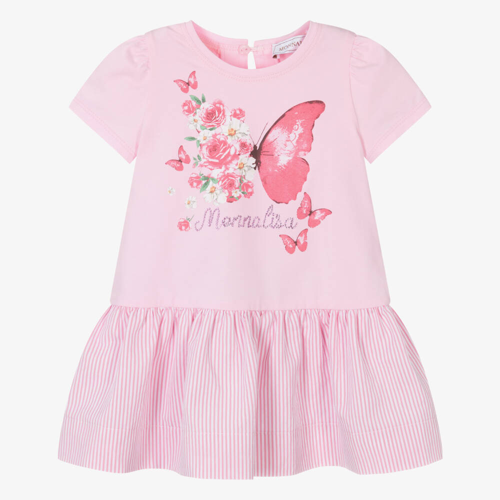 Monnalisa Baby Girls Daisy Dress and Bloomers Set in Pink main image 1