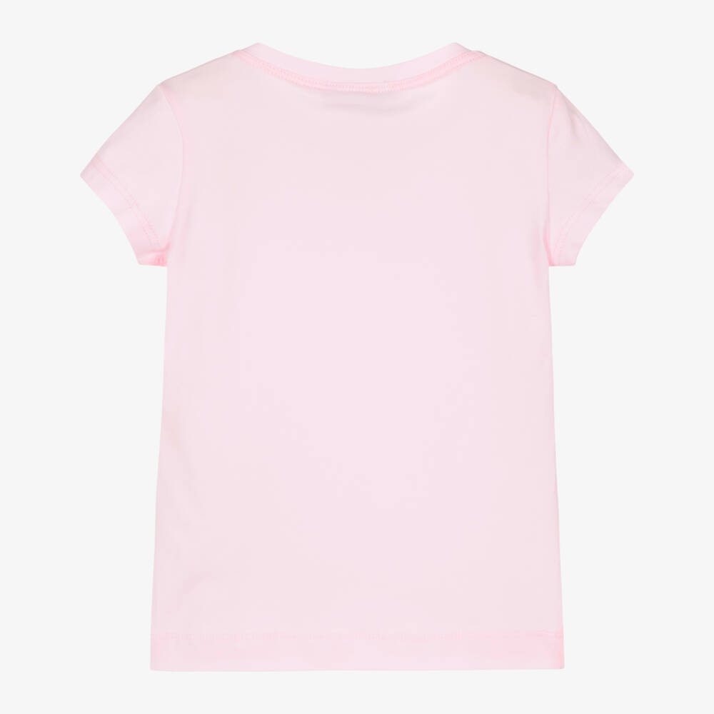 Monnalisa-Girls Pink Floral Print Cotton T-Shirt | Childrensalon