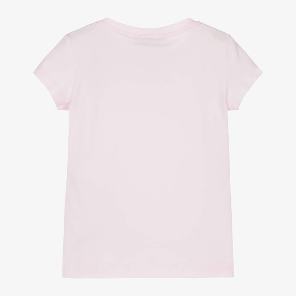 Monnalisa-Girls Pink Floral Print Cotton T-Shirt | Childrensalon