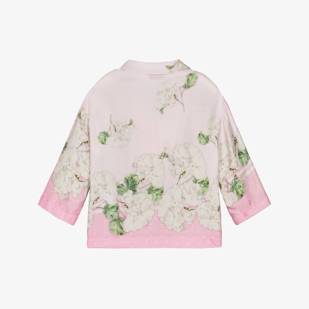 Monnalisa Шик-Girls Pink Floral Satin Shirt | Childrensalon