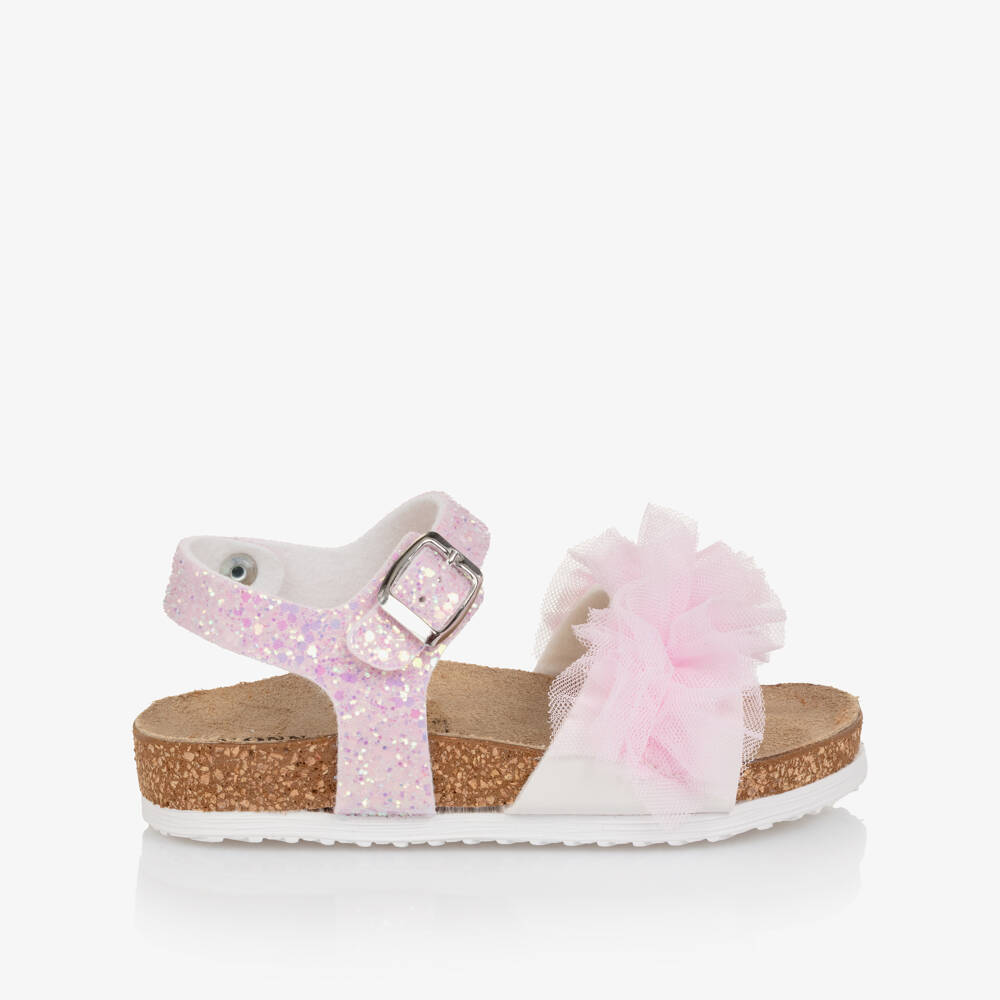 Monnalisa-صندل مزين بالكشكش والتول لون زهري للبنات | Childrensalon