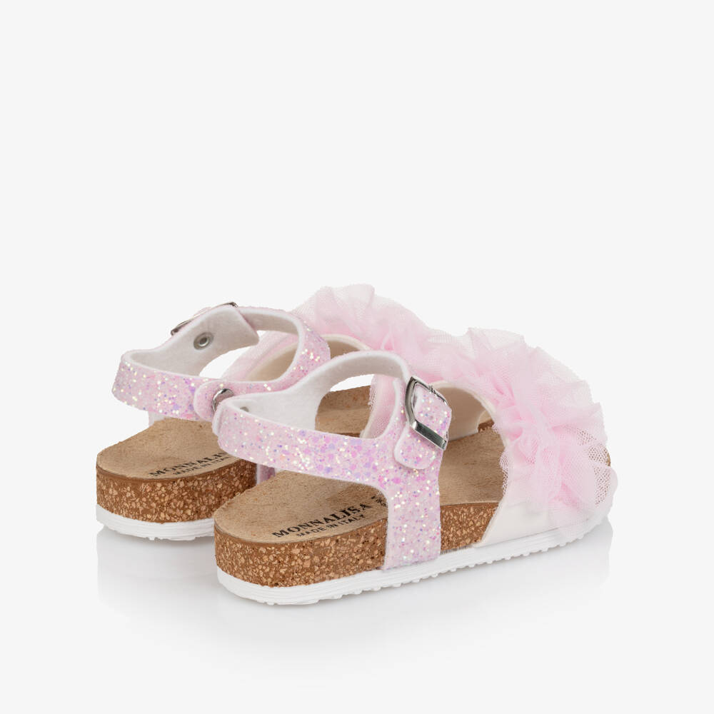 Monnalisa-صندل مزين بالكشكش والتول لون زهري للبنات | Childrensalon