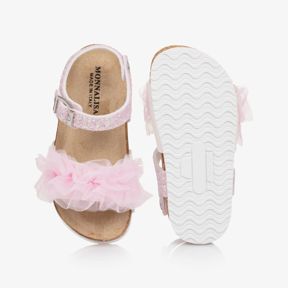 Monnalisa-صندل مزين بالكشكش والتول لون زهري للبنات | Childrensalon