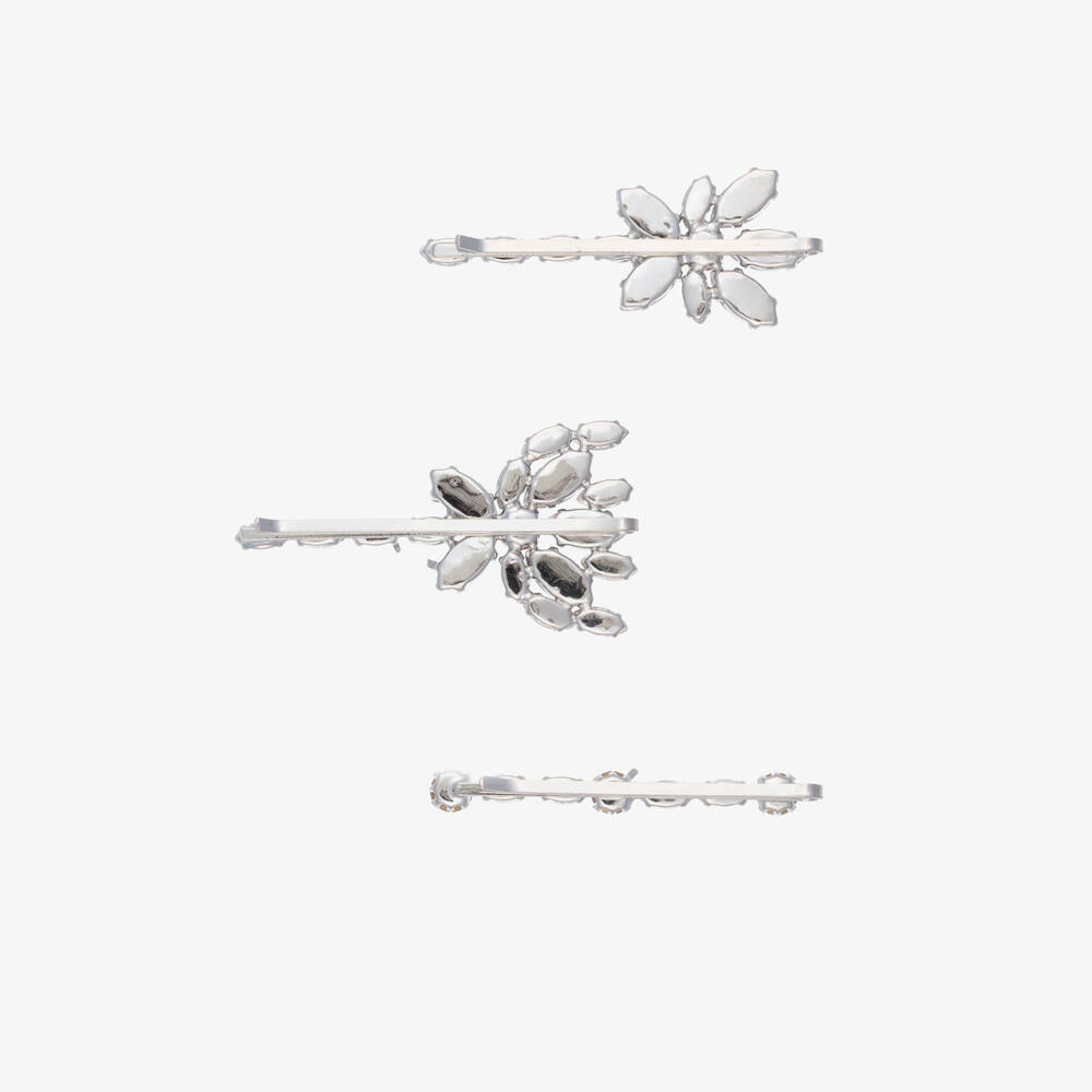 Monnalisa Chic-Girls Pink & Green Flower Hair Clips (3 Pack) | Childrensalon