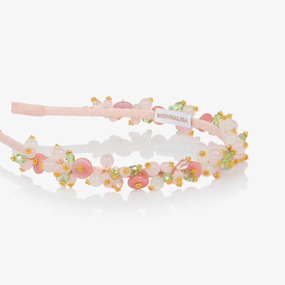 Monnalisa Chic-Girls Pink & Green Jewelled Hairband | Childrensalon