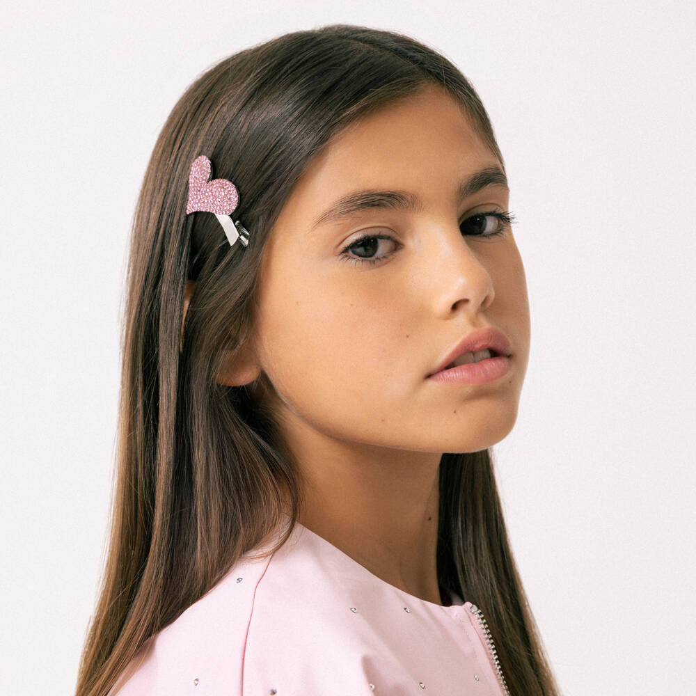 Monnalisa-Girls Pink Heart & Butterfly Hair Clips (4 Pack) | Childrensalon